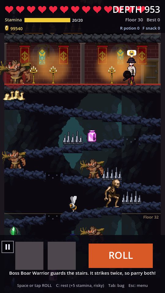 A boss waiting at the end of a stained glass hall in Gloomroll Depths