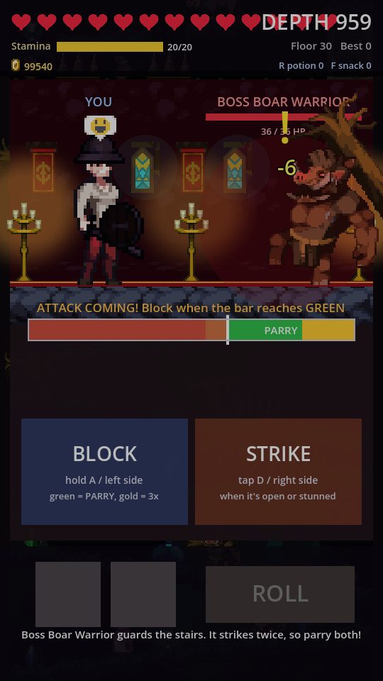 A boss fight in the arena