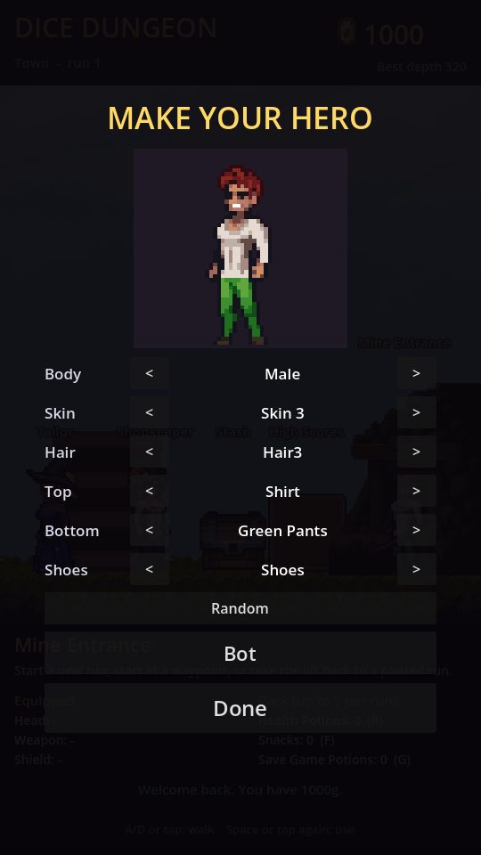 The character creator